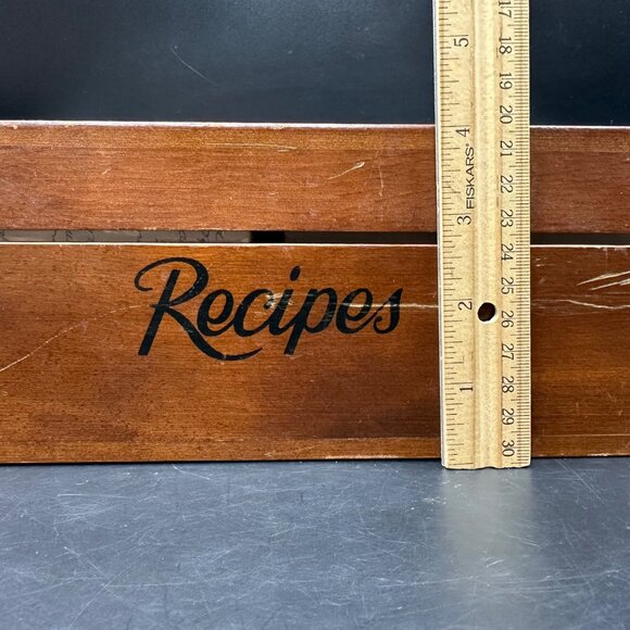 Vintage Wooden Recipe Box Kitchen Storage Hinged Lid 2 Compartments Retro As Is - Picture 12 of 13